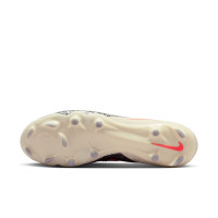 Nike Phantom 6 Low Academy Gazon Naturel Artificiel Chaussures de Foot (MG) Blanc Cassé Bordeaux Rouge
