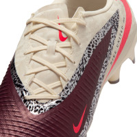 Nike Phantom 6 Low Academy Gazon Naturel Artificiel Chaussures de Foot (MG) Blanc Cassé Bordeaux Rouge