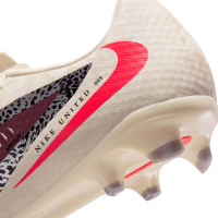 Nike Phantom 6 Low Academy Gazon Naturel Artificiel Chaussures de Foot (MG) Blanc Cassé Bordeaux Rouge
