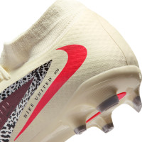 Nike Phantom 6 High Academy Gazon Naturel Artificiel Chaussures de Foot (MG) Blanc Cassé Bordeaux Rouge