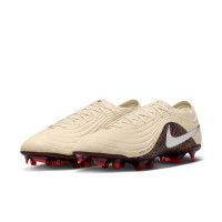 Nike Tiempo Maestro Elite Gazon Naturel Chaussures de Foot (FG) Blanc Cassé Bordeaux Argenté