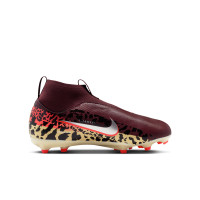 Nike Zoom Mercurial Superfly 10 Academy Gras / Kunstgras Voetbalschoenen (MG) Kids Bordeauxrood Zilver Oranje