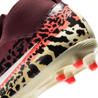 Nike Zoom Mercurial Superfly 10 Academy Gras / Kunstgras Voetbalschoenen (MG) Kids Bordeauxrood Zilver Oranje