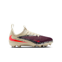 Nike Phantom 6 Low Academy Gazon Naturel Artificiel Chaussures de Foot (MG) Enfants Blanc Cassé Bordeaux Rouge