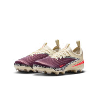 Nike Phantom 6 Low Academy Gazon Naturel Artificiel Chaussures de Foot (MG) Enfants Blanc Cassé Bordeaux Rouge