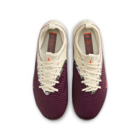 Nike Phantom 6 Low Academy Gazon Naturel Artificiel Chaussures de Foot (MG) Enfants Blanc Cassé Bordeaux Rouge