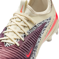 Nike Phantom 6 Low Academy Gazon Naturel Artificiel Chaussures de Foot (MG) Enfants Blanc Cassé Bordeaux Rouge