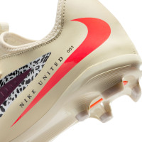 Nike Phantom 6 Low Academy Gazon Naturel Artificiel Chaussures de Foot (MG) Enfants Blanc Cassé Bordeaux Rouge