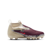 Nike Phantom 6 High Academy Gazon Naturel Artificiel Chaussures de Foot (MG) Enfants Blanc Cassé Bordeaux Rouge