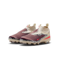 Nike Phantom 6 High Academy Gazon Naturel Artificiel Chaussures de Foot (MG) Enfants Blanc Cassé Bordeaux Rouge