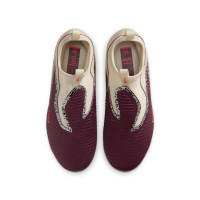 Nike Phantom 6 High Academy Gazon Naturel Artificiel Chaussures de Foot (MG) Enfants Blanc Cassé Bordeaux Rouge