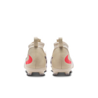 Nike Phantom 6 High Academy Gazon Naturel Artificiel Chaussures de Foot (MG) Enfants Blanc Cassé Bordeaux Rouge