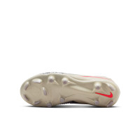Nike Phantom 6 High Academy Gazon Naturel Artificiel Chaussures de Foot (MG) Enfants Blanc Cassé Bordeaux Rouge
