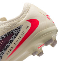 Nike Phantom 6 Low Pro Gazon Naturel Artificiel Chaussures de Foot (MG) Enfants Blanc Cassé Bordeaux Rouge