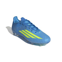 adidas F50 Pro Gazon Naturel Chaussures de Foot (FG) Bleu Néon Jaune