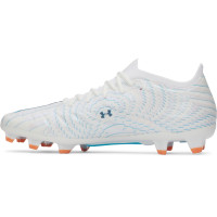 Under Armour Shadow Pro 4 Gazon Naturel Chaussures de Foot (FG) Blanc Bleu Foncé Bleu Azure Orange