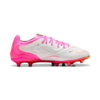 PUMA King 20 Ultimate Gazon Naturel Artificiel Chaussures de Foot (MG) Blanc Rose Vif Bleu Jaune