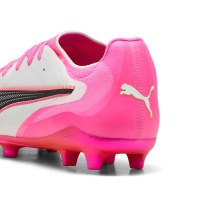 PUMA King 20 Ultimate Gazon Naturel Artificiel Chaussures de Foot (MG) Blanc Rose Vif Bleu Jaune