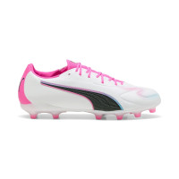 PUMA King 20 Match Gras / Kunstgras Voetbalschoenen (MG) Wit Felroze Blauw Geel