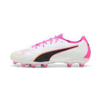 PUMA King 20 Match Gras / Kunstgras Voetbalschoenen (MG) Wit Felroze Blauw Geel