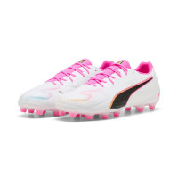 PUMA King 20 Match Gras / Kunstgras Voetbalschoenen (MG) Wit Felroze Blauw Geel
