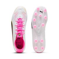 PUMA King 20 Match Gras / Kunstgras Voetbalschoenen (MG) Wit Felroze Blauw Geel