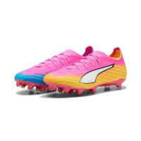 PUMA Ultra 6 Pro Gazon Naturel Artificiel Chaussures de Foot (MG) Rose Vif Bleu Jaune