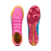 PUMA Ultra 6 Pro Gazon Naturel Artificiel Chaussures de Foot (MG) Rose Vif Bleu Jaune