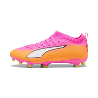 PUMA Ultra 6 Match Gazon Naturel Artificiel (MG) Enfants Rose Vif Bleu Jaune