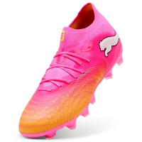 PUMA Future 9 Pro Gazon Naturel Artificiel Chaussures de Foot (MG) Enfants Rose Vif Bleu Jaune
