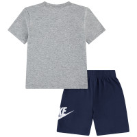 Ensemble d'été Nike Club pour enfants d'âge préscolaire gris bleu foncé blanc