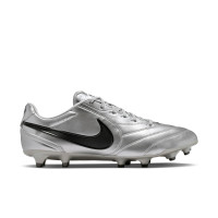 Nike Tiempo Ligera Pro Gras Voetbalschoenen (FG) Metallic Zilver Zwart