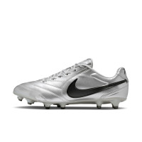 Nike Tiempo Ligera Pro Gras Voetbalschoenen (FG) Metallic Zilver Zwart
