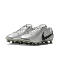 Nike Tiempo Ligera Pro Gras Voetbalschoenen (FG) Metallic Zilver Zwart