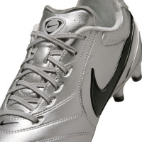 Nike Tiempo Ligera Pro Gras Voetbalschoenen (FG) Metallic Zilver Zwart