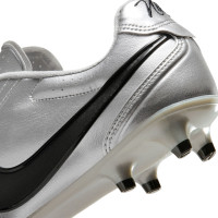Nike Tiempo Ligera Pro Gras Voetbalschoenen (FG) Metallic Zilver Zwart