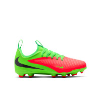 Nike Phantom 6 Low Haaland Academy Gras / Kunstgras Voetbalschoenen (MG) Kids Felgroen Rood Zwart