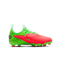 Nike Phantom 6 Low Haaland Academy Gras / Kunstgras Voetbalschoenen (MG) Kids Felgroen Rood Zwart