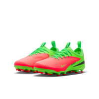 Nike Phantom 6 Low Haaland Academy Gras / Kunstgras Voetbalschoenen (MG) Kids Felgroen Rood Zwart