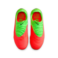 Nike Phantom 6 Low Haaland Pro Gazon Naturel Artificiel Chaussures de Foot (MG) Enfants Vert Vif Rouge Noir