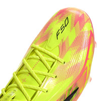 adidas F50 Hyperfast Elite Too Light Gras Voetbalschoenen (FG) Neongeel Zwart Roze
