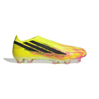 adidas F50 Hyperfast Elite Too Light Sans Lacets Gazon Naturel Chaussures de Foot (FG) Néon Jaune Noir Rose