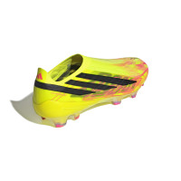 adidas F50 Hyperfast Elite Too Light Sans Lacets Gazon Naturel Chaussures de Foot (FG) Néon Jaune Noir Rose