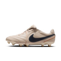 Nike Tiempo Ligera Pro Gazon Naturel Chaussures de Foot (FG) Beige Noir Doré