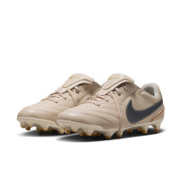 Nike Tiempo Ligera Pro Gazon Naturel Chaussures de Foot (FG) Beige Noir Doré