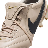 Nike Tiempo Ligera Pro Gazon Naturel Chaussures de Foot (FG) Beige Noir Doré