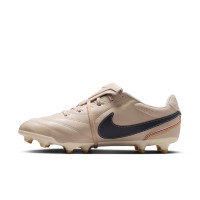 Nike Tiempo Ligera Pro Gazon Naturel Chaussures de Foot (FG) Beige Noir Doré