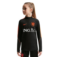 Pull en Haut d'Entraînement Nike Netherlands Strike 1/4-Zip 2026-2028 pour Enfants, noir et orange