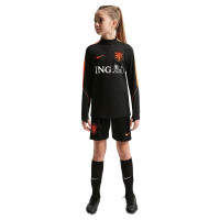 Pull en Haut d'Entraînement Nike Netherlands Strike 1/4-Zip 2026-2028 pour Enfants, noir et orange