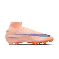 Nike Zoom Mercurial Superfly 10 LV8 Elite Gazon Naturel Chaussures de Foot (FG) Rose Saumon Bleu Foncé Mauve